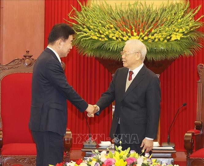 Tổng Bí thư Nguyễn Phú Trọng tiếp Chủ tịch Quốc hội Hàn Quốc