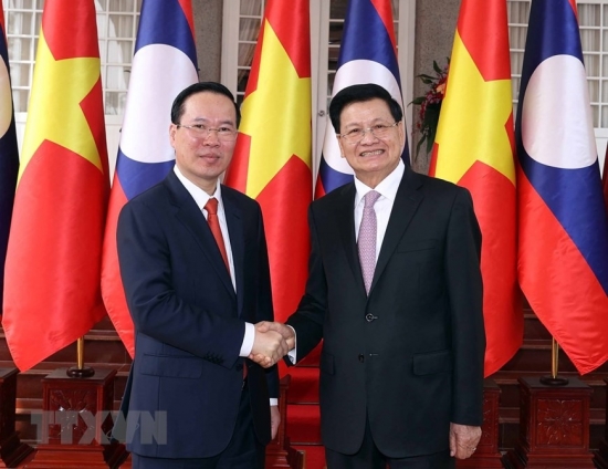 Lễ đón Chủ tịch nước Võ Văn Thưởng thăm chính thức Lào