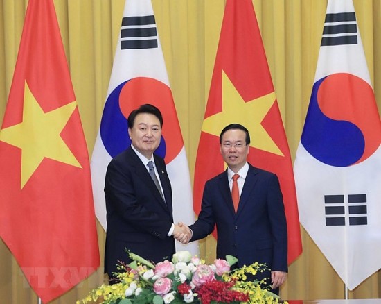Chủ tịch nước Võ Văn Thưởng chủ trì Lễ đón Tổng thống Hàn Quốc