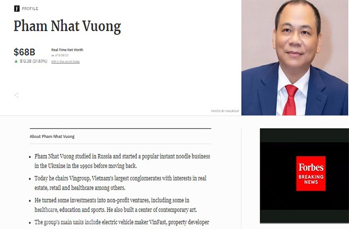 Bạn đọc thắc mắc: Ông Phạm Nhật Vượng bị loại khỏi danh sách tỷ phú Bloomberg sao được Forbes công nhận?