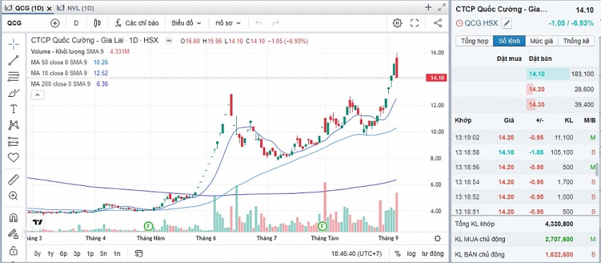 Cá mập thoát hàng, cổ phiếu QCG của nhà Cường Đô la giảm sàn với thanh khoản lớn