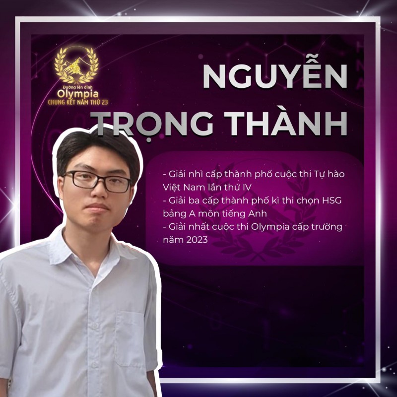 Nguyễn Trọng Thành. Ảnh fanpage chương trình