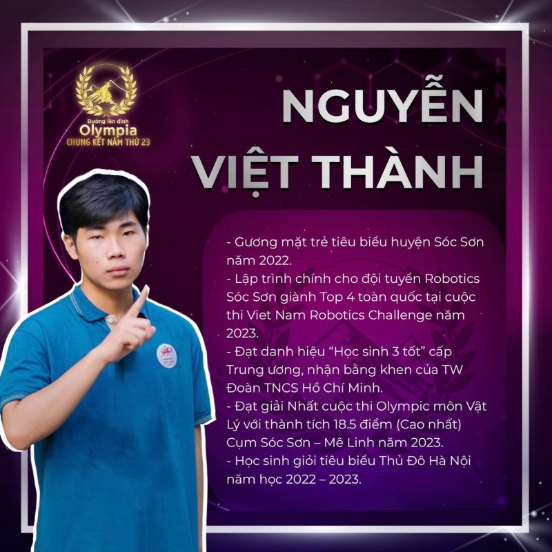 Nguyễn Việt Thành. Ảnh fanpage chương trình