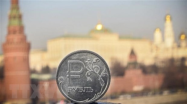 Đồng tiền xu ruble của Nga. Ảnh: AFP