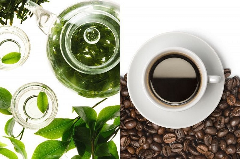 Trà xanh và cà phê là hai trong số những loại đồ uống được thưởng thức rộng rãi trên thế giới. Ảnh minh họa