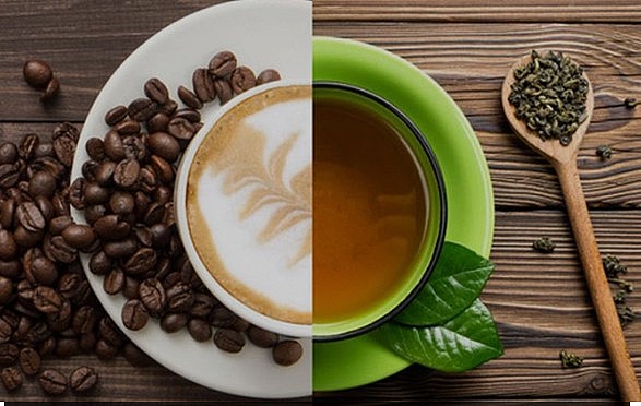 Trà xanh và cà phê là 2 loại đồ uống phổ biến trên thế giới. Ảnh minh họa