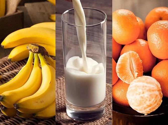 Ngoài cam, sữa cũng không thích hợp khi dùng chung với các loại hoa quả có tính axít khác như quýt, chanh,