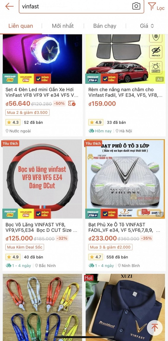 Gian hàng của VinFast trên Shopee có gì đặc biệt?