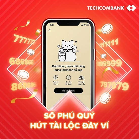 Mở tài khoản số đẹp Techcombank tài lộc, may mắn chỉ với 0 đồng