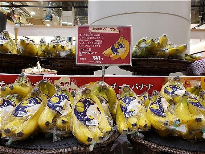 Chuối Việt Nam được bày bán tại siêu thị AEON Lake Town ở tỉnh Saitama (Nhật Bản)