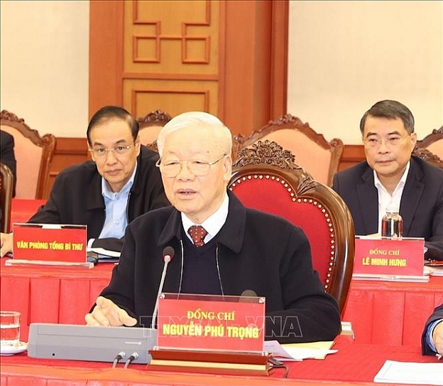Tổng Bí thư Nguyễn Phú Trọng phát biểu kết luận buổi làm việc